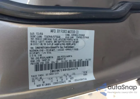 2004 Mercury Grand Marquis Ls z USA, uszkodzony, nr VIN 2MEFM75W84X644579